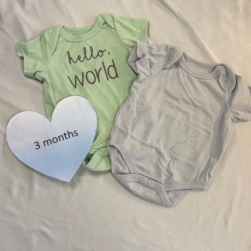 Mini Hop - 3M - Hello World Kids One Piece Set - Green and Grey